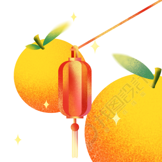 新年红灯笼橘子大吉大利素材