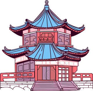 国风阁楼中国建筑插图