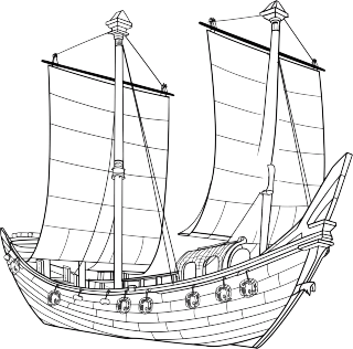 线条帆船插画