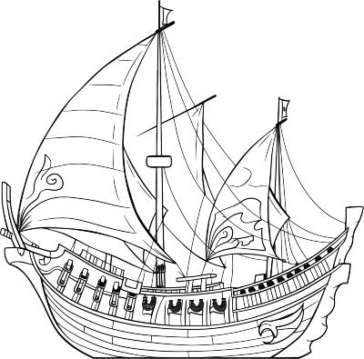 线条帆船插画设计元素