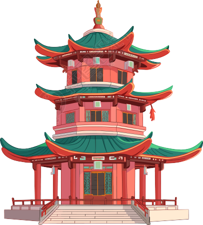国风阁楼可商用插画设计