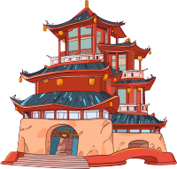 国风阁楼商用插画设计素材
