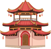 国风阁楼商业插图设计