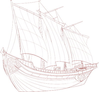 线条帆船插图