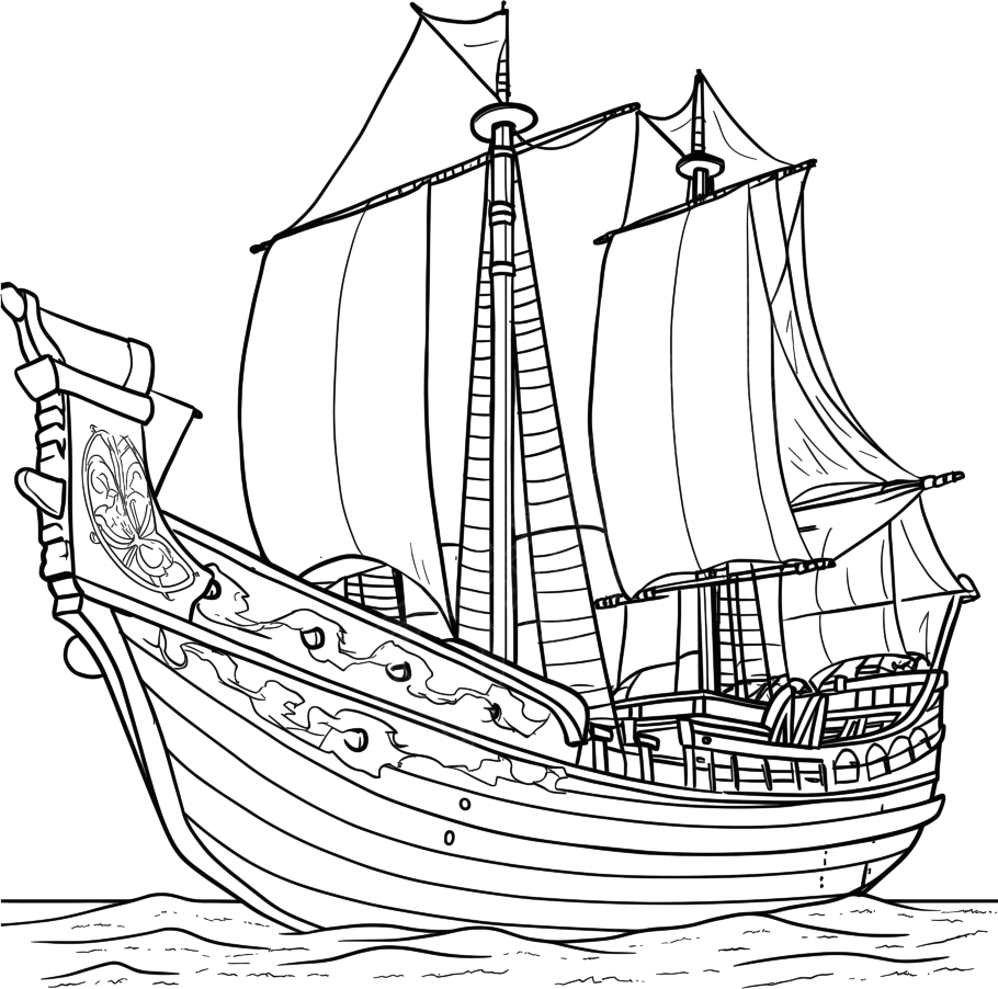 线条帆船商业设计元素