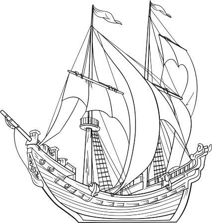 线条帆船图形设计素材