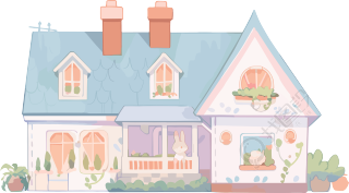 可爱小房子卡通设计元素
