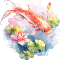 锦鲤荷叶简约插画
