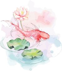 锦鲤荷叶创意设计插画