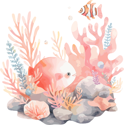 珊瑚可商用手绘插画