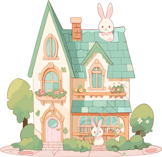 可爱小房子创意设计插画