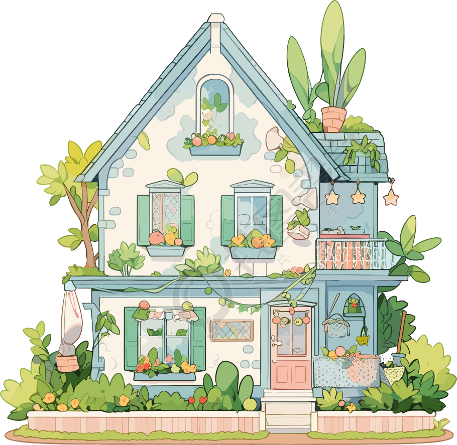 可爱小房子插画设计