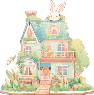 可爱小房子平面插图
