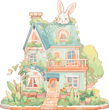 可爱小房子平面插图