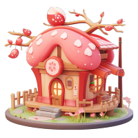 3D粉色小房子创意元素