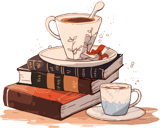 咖啡书籍可商用插画