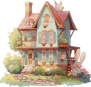 可爱小房子透明背景素材