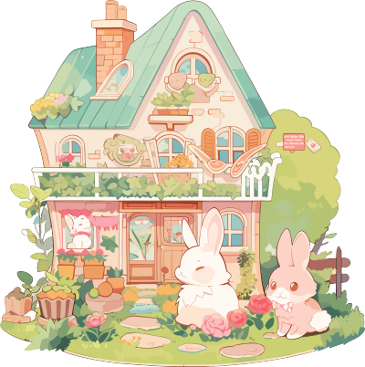 可爱小房子扁平插图