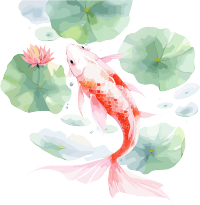锦鲤荷叶插画