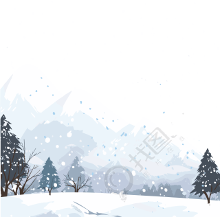 雪景手绘冰雪元素
