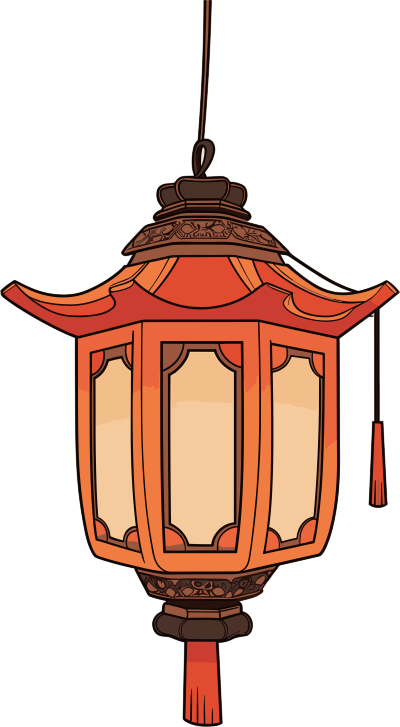中式灯笼室内照明插画