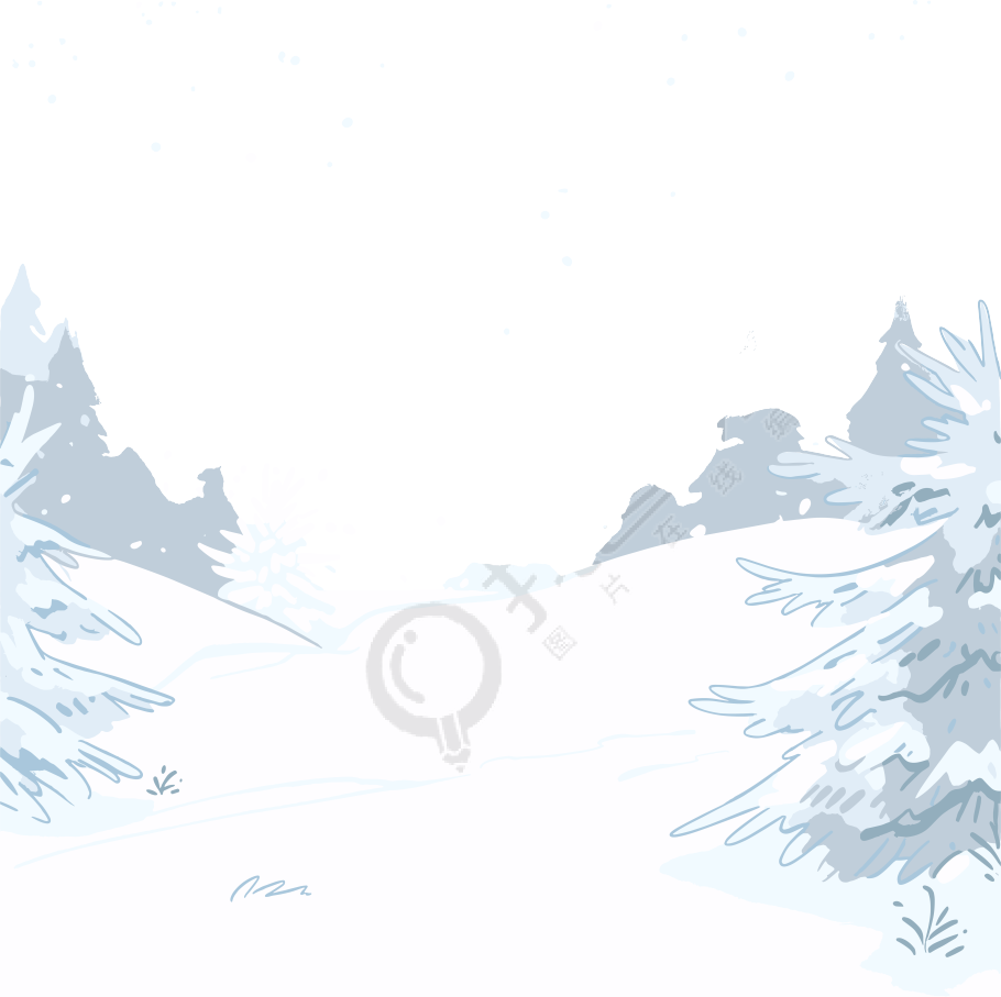 雪景手绘可商用插画