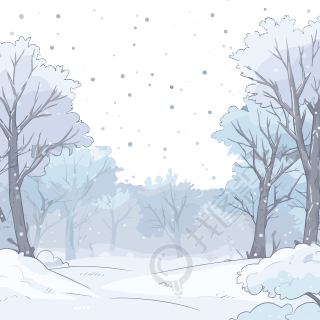 雪景手绘插图