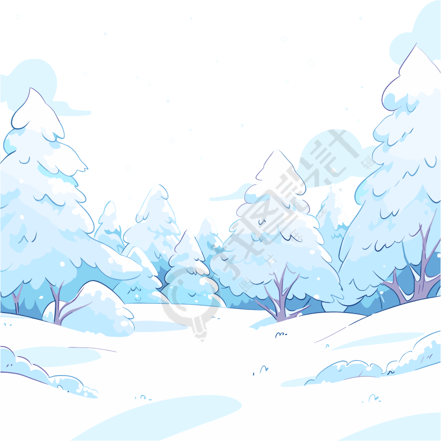 雪景手绘图形素材
