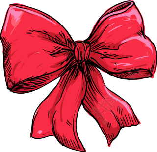 红色蝴蝶结手绘插图