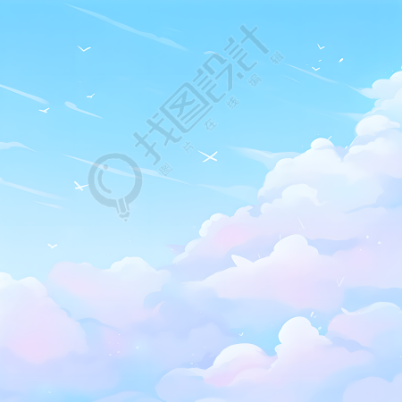 蓝天背景清新简约插画