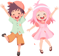 男孩女孩卡通插图