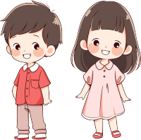 男孩女孩卡通简洁插画