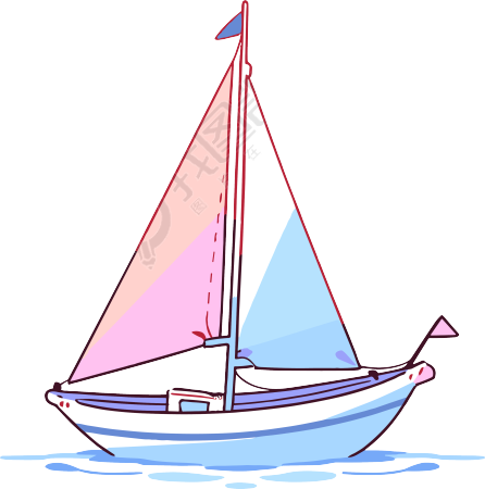 小帆船透明背景插画