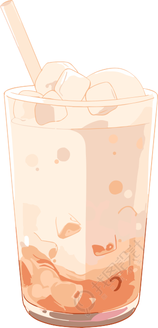 奶茶透明背景插画
