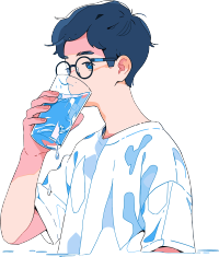 拿水杯的男生插画设计元素