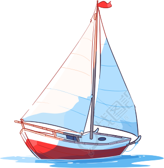 小帆船插画设计素材