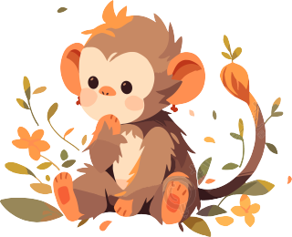 猴子卡通插画设计元素