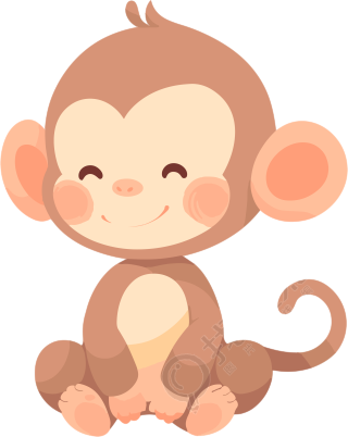 猴子卡通扁平插画