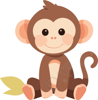 猴子卡通透明背景插图