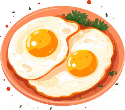 煎鸡蛋扁平插画