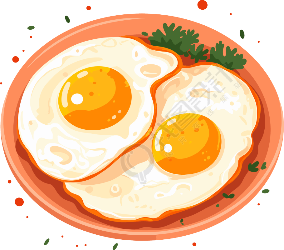 煎鸡蛋扁平插画