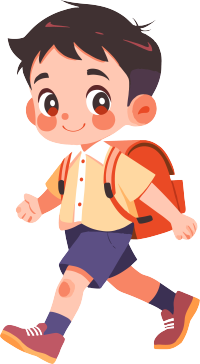 幼儿园卡通学生扁平插图
