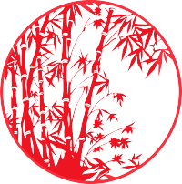 剪纸图案竹子平面插图