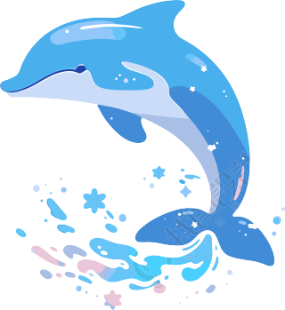海豚卡通商用插画设计