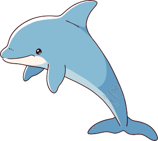 海豚卡通透明背景插画
