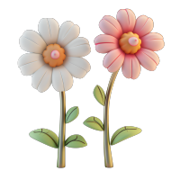 3D花卉可爱风插画