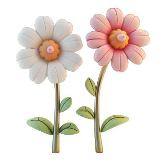 3D花卉可爱风插画