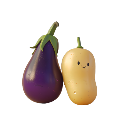 果蔬茄子土豆插画