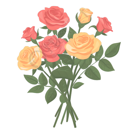 玫瑰花束简约商用素材