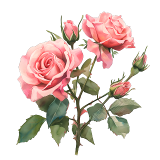 玫瑰花束扁平插图